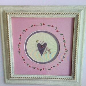 Vintage True Friend Cross Stitch Framed Wall Art Handmade Cottage Decor